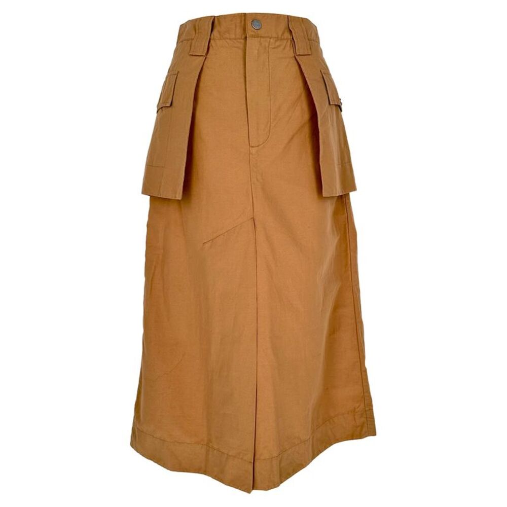 Ganni Cargo Midi Skirt in Rust Orange Cotton